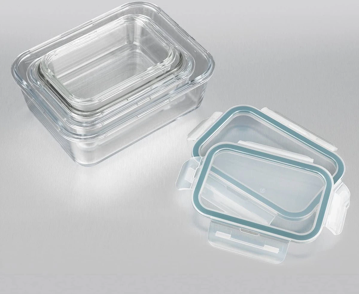 GOURMETmaxx Klick-it Glazen Bewaardozen, Set Van 4 Potten Met Deksels | Vaatwasmachine-, Magnetron- En Vriezerbestendig, Deksels Met Siliconen Afdichting En 4-weg Kliksluiting Transparent 1 GOURMETmaxx Klick-it Glazen Bewaardozen, Set Van 4 Potten Met Deksels | Vaatwasmachine-, Magnetron- En Vriezerbestendig, Deksels Met Siliconen Afdichting En 4-weg Kliksluiting Transparent