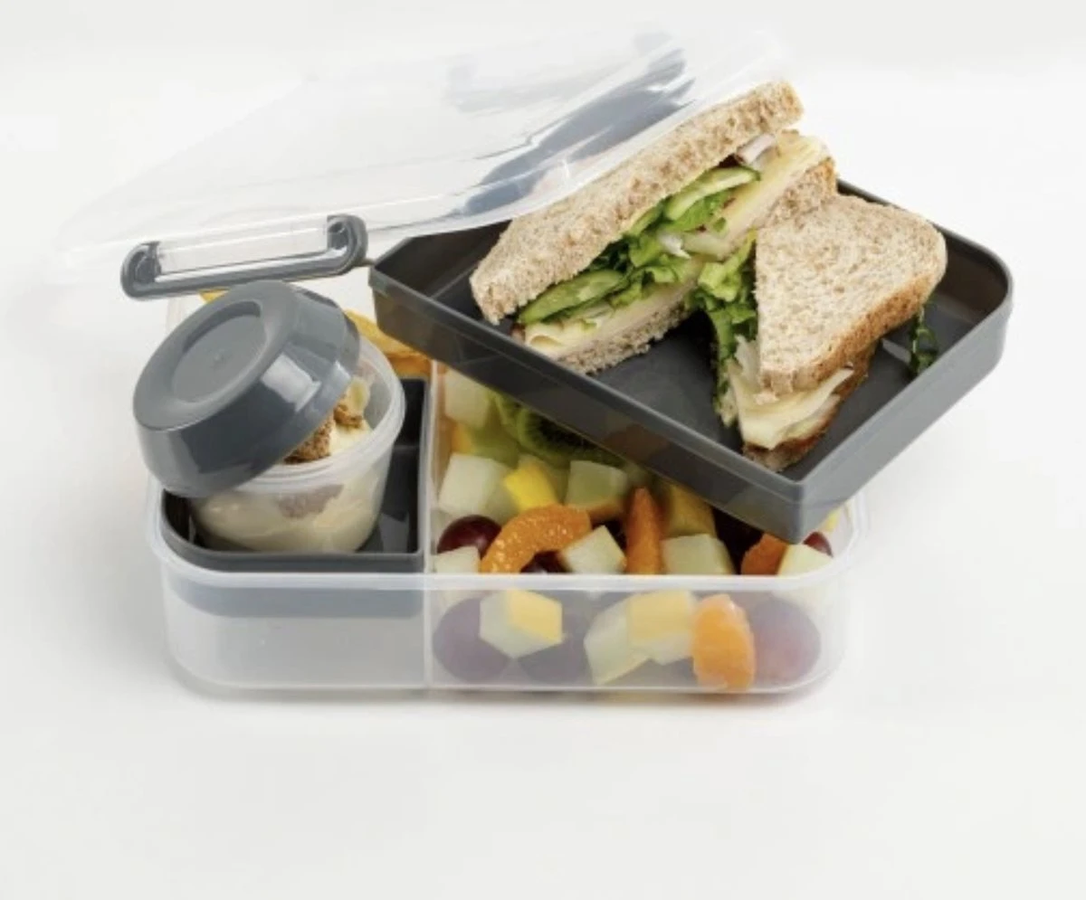 Lunchbox - Broodtrommel Inclusief Sausbeker - 3 Compartimenten - Saladebox - Brooddoos Met Yoghurtpotje 5 Lunchbox - Broodtrommel Inclusief Sausbeker - 3 Compartimenten - Saladebox - Brooddoos Met Yoghurtpotje - Afbeelding 5