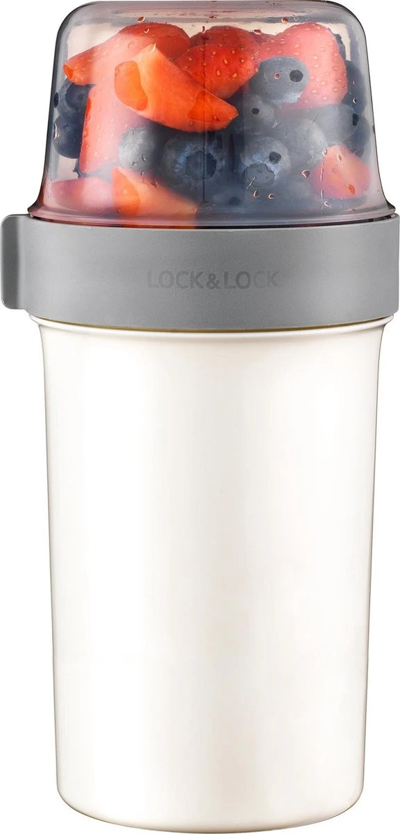 Lock&Lock Yoghurt Beker To Go - Muesli Beker To Go - Lunchbeker - Salade To Go - Saladebox - Large - 760 Ml + 310 Ml - Wit 1 Lock&Lock Yoghurt Beker To Go - Muesli Beker To Go - Lunchbeker - Salade To Go - Saladebox - Large - 760 Ml + 310 Ml - Wit