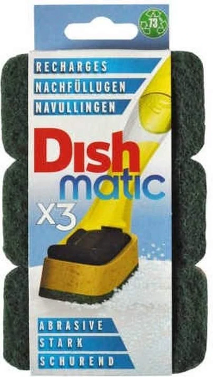Dishmatic Schuursponsjes Navulling | 3 Stuks | Voor Afwasborstel Met Zeep Dispenser 1 Dishmatic Schuursponsjes Navulling | 3 Stuks | Voor Afwasborstel Met Zeep Dispenser