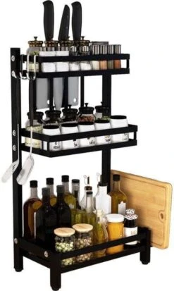 Koflergoods - Kruidenrek - Kruidenrek Staal - 3 Laags - Opbergrek - Keuken Organizer - Roestvrijstaal - Aanrecht Organizer