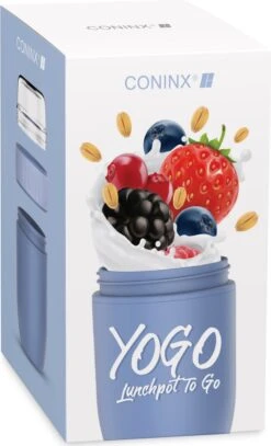 Coninx Yoghurtbeker To Go - Muesli Beker To Go - Lunchbeker - Mueslibeker 640ml ( 450ml+190ml ) - Blauw -Mepal Shop 728x1200