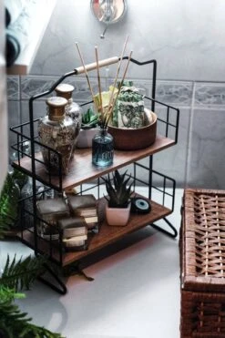 Alternative view of Metalen Keuken Etagere 2 Laags Van Naturn Living | Keuken Opbergrek | Kruidenpotjes Rek | Kruiden Organizer | Keuken Rek Specerijen | Mat Zwart