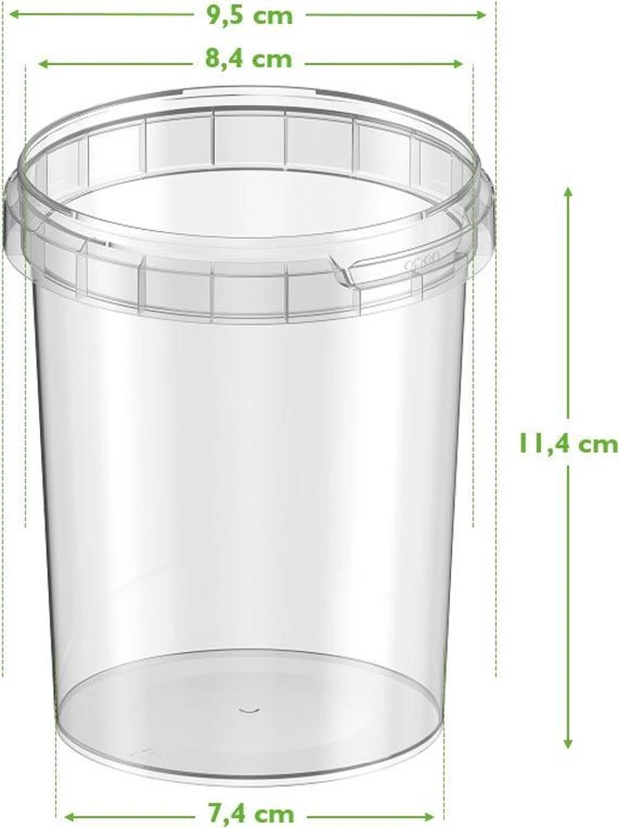 20 X Plastic Bakjes Met Deksel - 520 Ml - ø95mm - Rond - Vershoudbakjes - Meal Prep Bakjes - Transparant - Geschikt Voor Diepvries, Magnetron En Vaatwasser - Nederlandse Producent 2 20 X Plastic Bakjes Met Deksel - 520 Ml - ø95mm - Rond - Vershoudbakjes - Meal Prep Bakjes - Transparant - Geschikt Voor Diepvries, Magnetron En Vaatwasser - Nederlandse Producent - Afbeelding 2