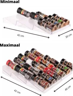 Merkloos Kruidenrek Lade - Kruiden Organizer - Kruidenrek Uitschuifbaar - Lade Organizer - Kruiden Opbergen Lade - Kruidenrekje Schuif - Min. 20x42 Max. 40x42 -Mepal Shop 913x1200