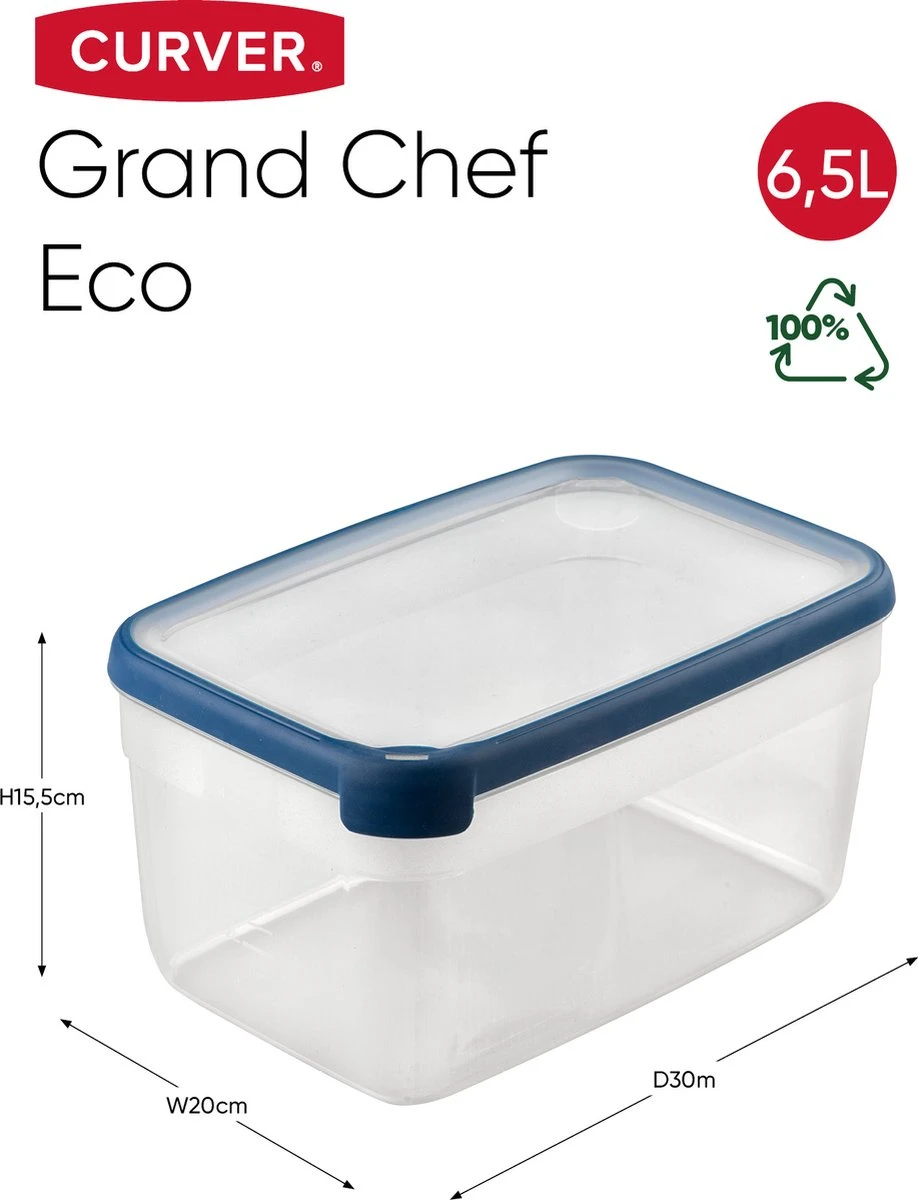 Curver Vershoudbakje Chef Eco 6,5 L Transparant 4 Curver Vershoudbakje Chef Eco 6,5 L Transparant - Afbeelding 4