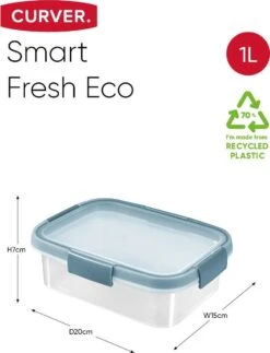 Curver Smart Fresh Eco Vershoudbakje Met Deksel - Rechthoekig - 1L - Transparant/Smokey Grey 11 Curver Smart Fresh Eco Vershoudbakje Met Deksel - Rechthoekig - 1L - Transparant/Smokey Grey -Mepal Shop 918x1200 4