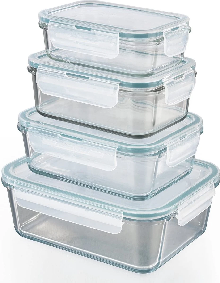 GOURMETmaxx Klick-it Glazen Bewaardozen, Set Van 4 Potten Met Deksels | Vaatwasmachine-, Magnetron- En Vriezerbestendig, Deksels Met Siliconen Afdichting En 4-weg Kliksluiting Transparent 7 GOURMETmaxx Klick-it Glazen Bewaardozen, Set Van 4 Potten Met Deksels | Vaatwasmachine-, Magnetron- En Vriezerbestendig, Deksels Met Siliconen Afdichting En 4-weg Kliksluiting Transparent - Afbeelding 7