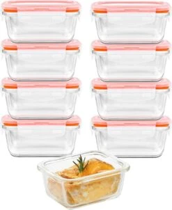 Voorkant 22 Lock&Lock Glazen Mini Vershoudbakjes - Glazen Bakjes Met Deksel - Ovenschaaltjes Met Deksel - Set Van 9 Stuks - 160 Ml
