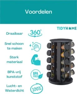 TidyHome Kruidenrek Draaibaar - Kruidenpotjes - Kruiden Carrousel - 20 Kruidenpotjes - Zwart - RVS - Draaibaar - Aanrecht Organizer - Inclusief Labels, Pen En Trechter - Keuken Organizer 13 TidyHome Kruidenrek Draaibaar - Kruidenpotjes - Kruiden Carrousel - 20 Kruidenpotjes - Zwart - RVS - Draaibaar - Aanrecht Organizer - Inclusief Labels, Pen En Trechter - Keuken Organizer -Mepal Shop 986x1200