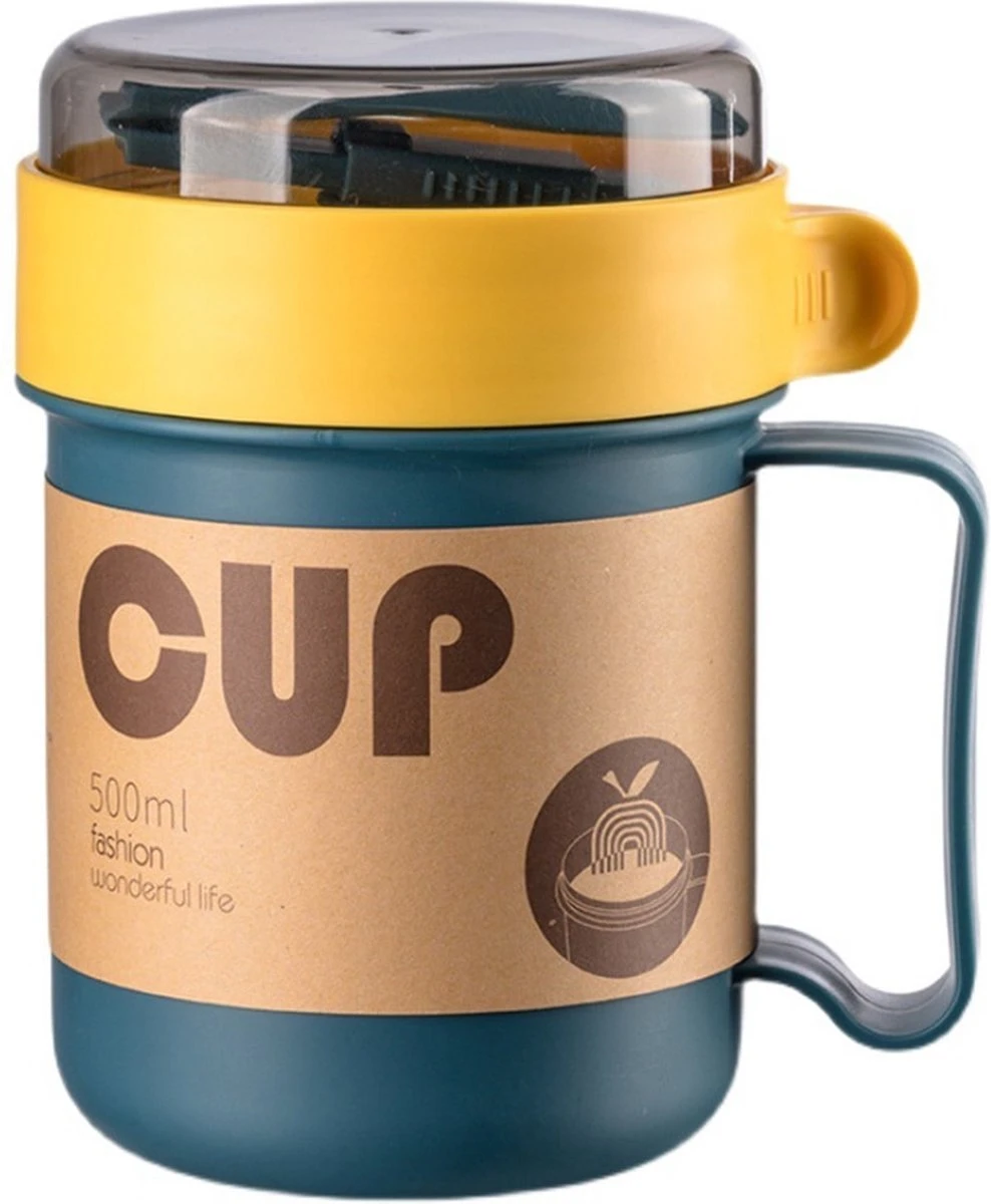 Soepbeker Magnetron 500ml- Milieuvriendelijk - Hitte Bestendige Beker - Lunchcontainer - Yoghurt To Go - Soepbeker To Go - Inclusief Lepel/vork - Donker Blauw 1 Soepbeker Magnetron 500ml- Milieuvriendelijk - Hitte Bestendige Beker - Lunchcontainer - Yoghurt To Go - Soepbeker To Go - Inclusief Lepel/vork - Donker Blauw