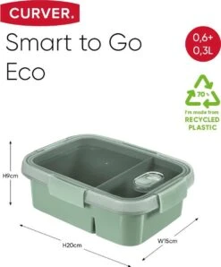 Curver Smart To Go Eco Lunchbox 0.6 + 0.3L Groen 14 Curver Smart To Go Eco Lunchbox 0.6 + 0.3L Groen -Mepal Shop 994x1200